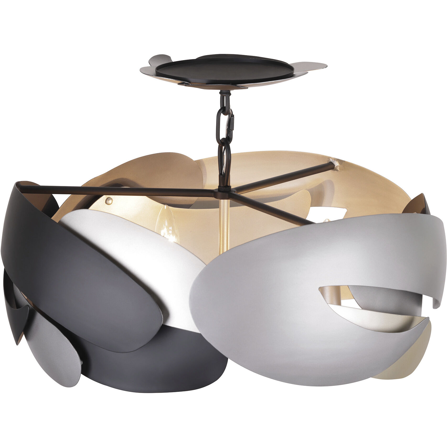 Metalo Misto 4 Light 20 inch Brass / Cola Grey / Matte Black Semi Flush Ceiling Light